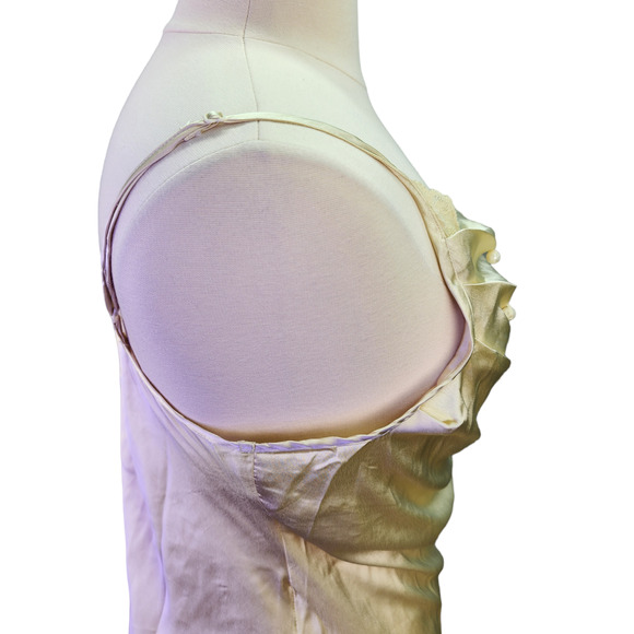 Her Destiny Nightgown Dress Women Large Ivory Satin Slip Ruched Top Pearls Sexy - Picture 7 of 14